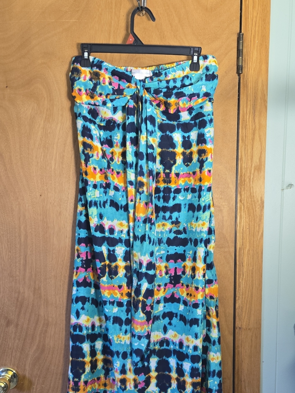 Band of Gypsies Turquoise Multicolor Tie-Dye Strapless Maxi Dress